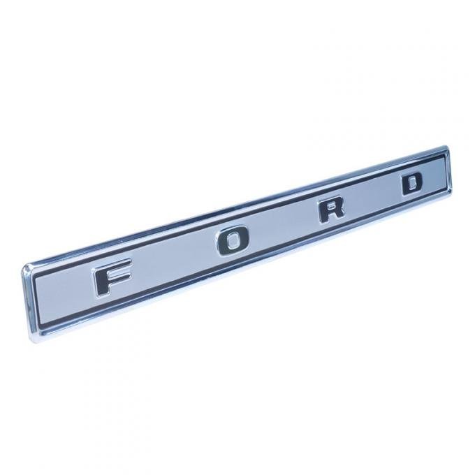 Dennis Carpenter Tailgate Outside Finish Panel - Black on Silver  - 1973-79 Ford Truck D3TZ-99425A34-A