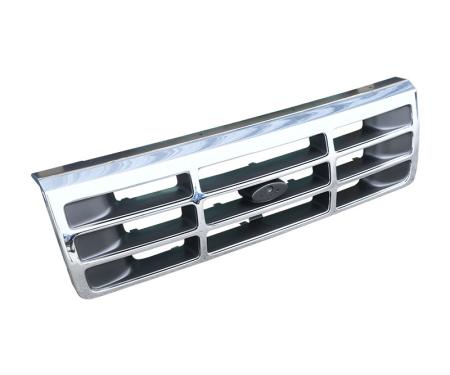 Dennis Carpenter Grille - Chrome and Gray - 1992-97 Ford Truck, 1992-96 Ford Bronco F4TZ-8200-AX