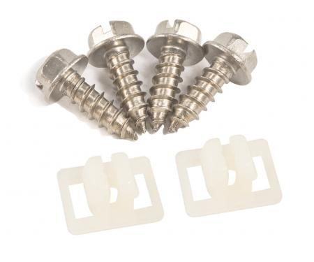 Pony Enterprises 1979-2004 Ford Mustang Stainless Steel License Plate Clips & Screws Kit 1000