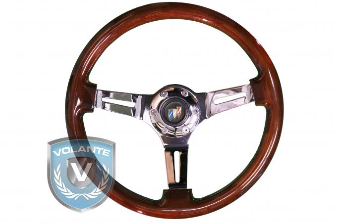 Buick Volante S6 Sport Steering Wheel Kit, with Slotted Chrome Spokes & Mahogany Grip