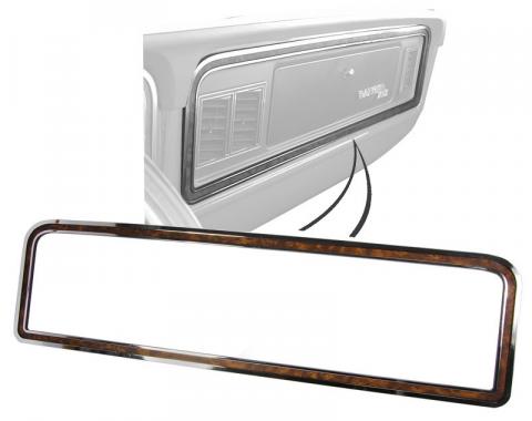 Dennis Carpenter Glove Box Door Dash Trim - Chrome with Woodgrain - 1973-79 Ford Truck, 1978-79 Ford Bronco D7TZ-1004388-A