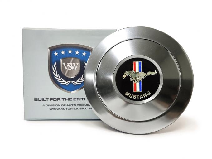 Auto Pro USA VSW Steering Wheel S9 Premium Horn Button, w/Mustang Emblem, Aluminum STE1002-21