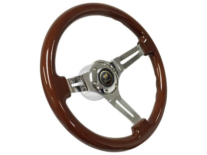 Auto Pro USA 1978-1991 Ford Bronco VSW Steering Wheel S6 Sport Wood Kit, Incl. 14 in. Dia. Mahogany Steering Wheel, 6-Bolt Kit 70 mm ST3011-10S-49CHR