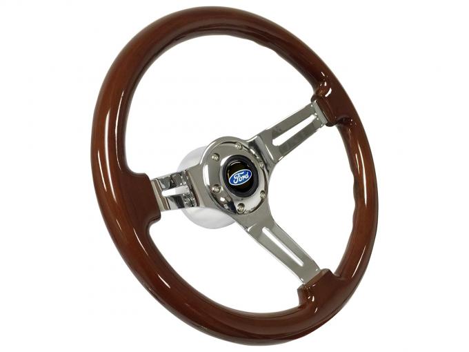 Auto Pro USA VSW Steering Wheel S6 Sport Wood Kit, Incl. 14 in. Dia. Mahogany Steering Wheel, 6-Bolt Kit 70 mm ST3011-9S-1CHR
