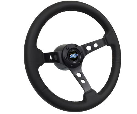 Auto Pro USA VSW S6 Black Sport Leather Steering Wheel Kit, Incl. 14 in. Dia. Steering Wheel, 6-Bolt Kit 70 mm ST3094-10B-1BLK