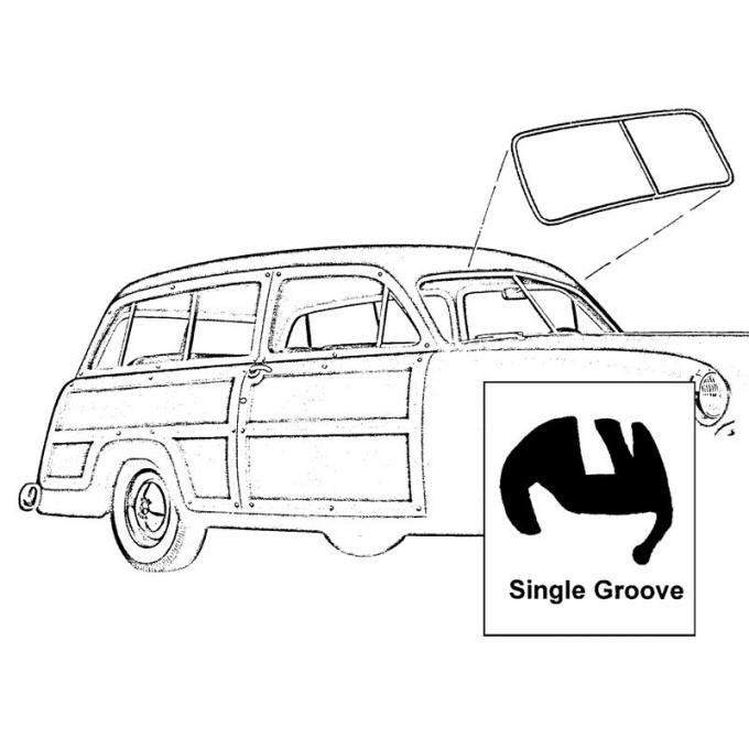 Dennis Carpenter Windshield Seal - Single Groove for Chrome - Station Wagon - 1949-50 Ford Car 8A-7903110-A