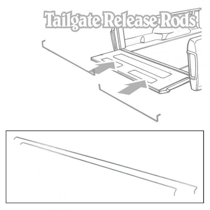 Dennis Carpenter Tailgate Release Rods - Pair - 1966-77 Ford Bronco C6TZ-98431A78-PR