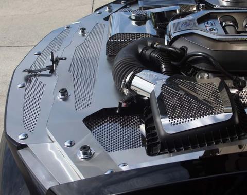American Car Craft 2010-2012 Mustang GT - Front Header Plate Perforated, Brushed Stainless Steel 273020