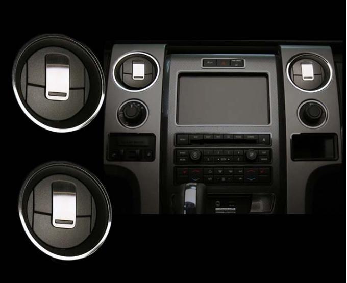 American Car Craft 2010-2014 Ford F150/Raptor - A/C Front Vent Trim Rings 8Pc, Polished/Brushed Stainless 771001