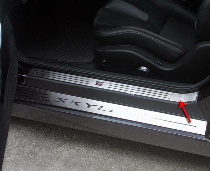 American Car Craft 2010-2013 Nissan GT-R - Inner Door Sills 2Pc, Brushed/Polished Stainless Steel 161017