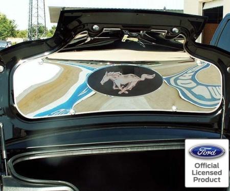 American Car Craft 2005-2014 Mustang - Trunk Panel Pony Graphic with Polished Trim Ring, Stainless Steel & Vinyl 271031
