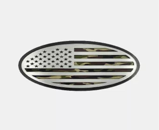 American Car Craft 2017-2022 Ford F250/F350 Tailgate Emblem Replacement- Black Brushed Stainless Steel with Brushed American Flag Top Plate 782104-Woodland