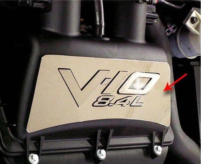 American Car Craft 2008-2010 Dodge Viper - Air Tube Top Plate "V-10 8.4L", Polished Stainless Steel 973020