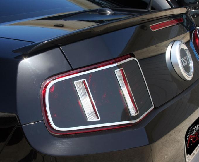 American Car Craft 2010-2012 Mustang - Taillight Blackout with Polished Trim Rings 2Pc, Stainless Steel/Premium Vinyl 272013