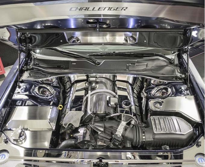 American Car Craft 2008-2023 Challenger 392 6.4L - Engine Harness Cover with Perforated Trim, Polished Stainless Steel 153065