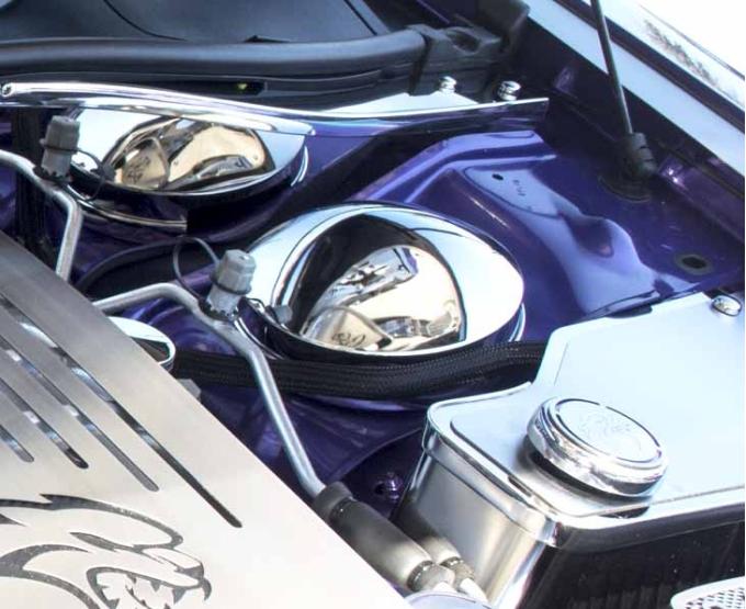 American Car Craft 2015-2023 Challenger Hellcat - Shock Tower Dome Cover Drivers Side Only, Triple Plated Chrome 153115