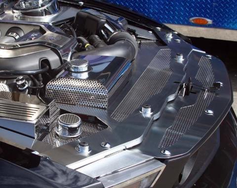 American Car Craft 2010-2012 Mustang GT - Radiator Cover Perforated, Brushed Stainless Steel 273019
