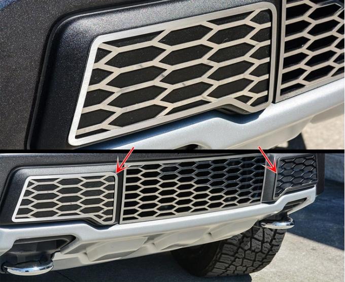 American Car Craft 2017-2018 Ford Raptor - Lower Bumper Covers 2Pc, Premium Stainless Steel (Polished) 772070