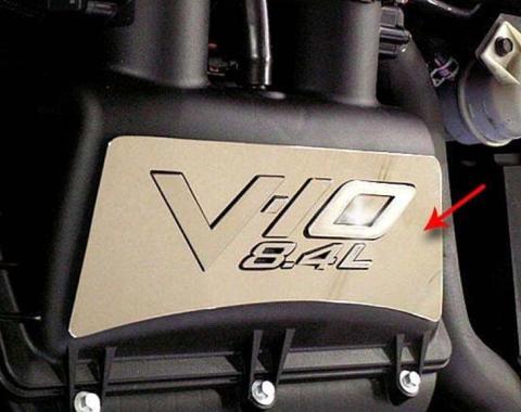American Car Craft 2008-2010 Dodge Viper - Air Tube Top Plate "V-10 8.4L", Polished Stainless Steel 973020