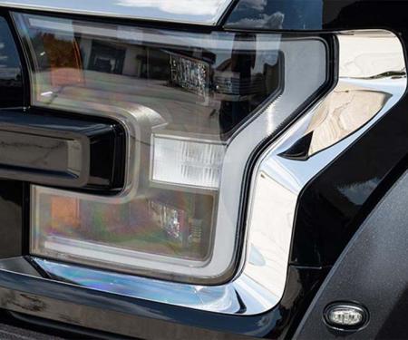 American Car Craft 2017-2018 Ford Raptor - Headlight Trim, Stainless Steel (Polished) 772051