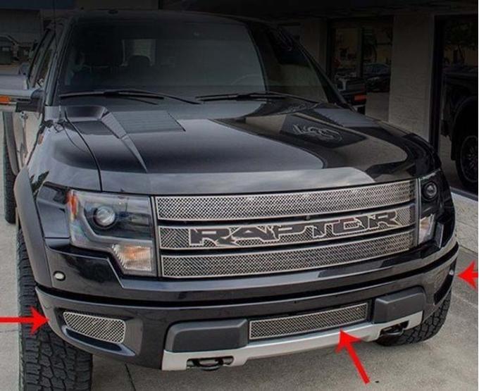 American Car Craft 2010-2014 Ford Raptor - Laser Mesh Lower Front Grille Kit 3Pc, Stainless Steel 772032