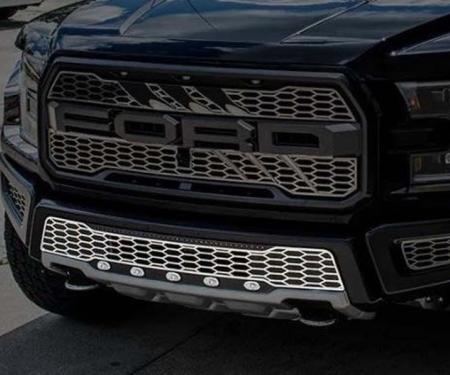 American Car Craft 2017-2018 Ford Raptor - Lower Grille Replacement with LEDs, Stainless Steel (Brushed) 772078