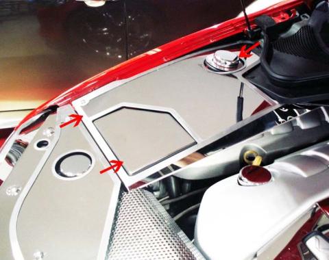 American Car Craft 2008-2009 Pontiac G8/GT - Inner Fender Covers Factory with Air Box Cover, Fuse Box Cover, Polished Stainless 223009