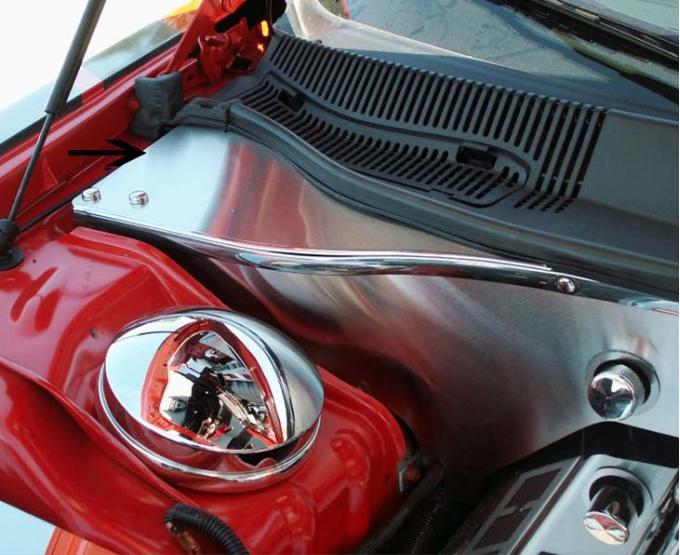 American Car Craft 2008-2023 Challenger - Firewall Extensions 2pc, Brushed Stainless Steel 153021