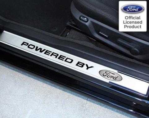 American Car Craft 2010-2014 Mustang - Outer Door Sills "Powered By Ford" Style 2Pc, Polished/Brushed Stainless Steel 271025