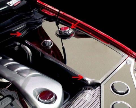 American Car Craft 2008-2009 Pontiac G8/GT - Inner Fender Covers with Aftermarket Cold Air Intake Set Up 3Pc, Polished Stainless 223010