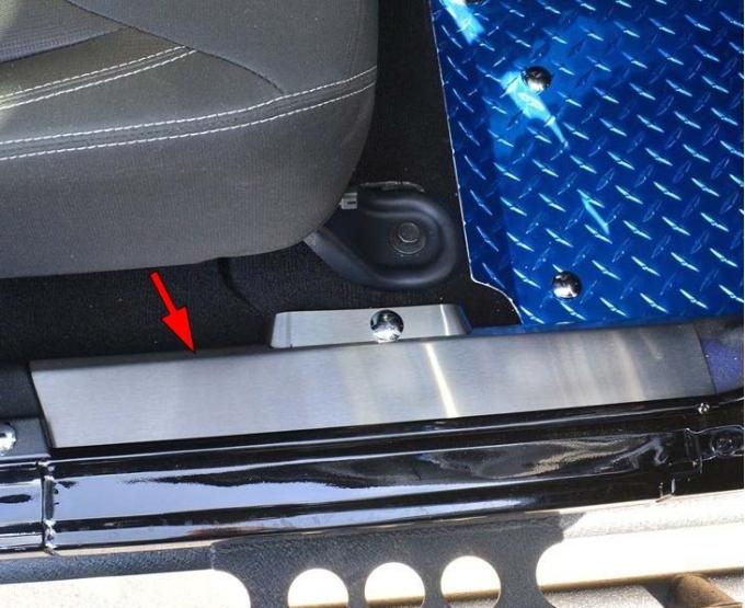 American Car Craft 2007-2018 Jeep Wrangler JK - Front Inner Door Sills incl Button Covers 2Pc, Brushed Stainless Steel 141033