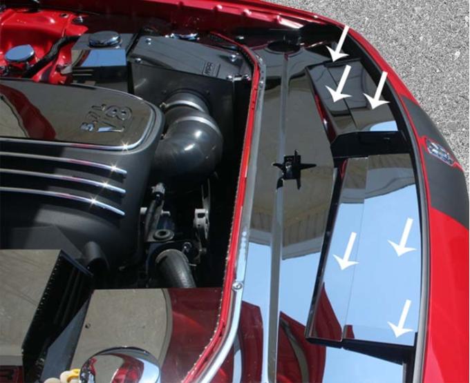 American Car Craft 2008-2019 Challenger - Header Plate Front Extension Kit 8Pc, Polished Stainless Steel 153029