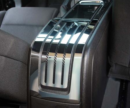 American Car Craft 2010-2014 Mustang - Rear Center Console Cover Slotted/Carbon Fiber, Polished Stainless Steel 271030