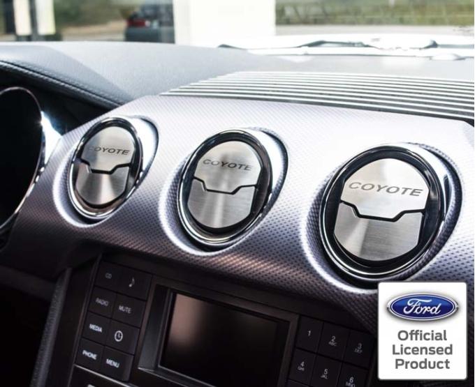 American Car Craft 2015-2017 Mustang - A/C Vent Trim Kit with Etched Coyote 3Pc, Brushed Stainless Steel 271060