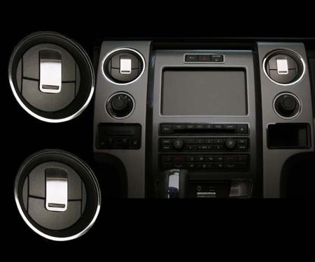 American Car Craft 2010-2014 Ford F150/Raptor - A/C Front Vent Trim Rings 8Pc, Polished/Brushed Stainless 771001