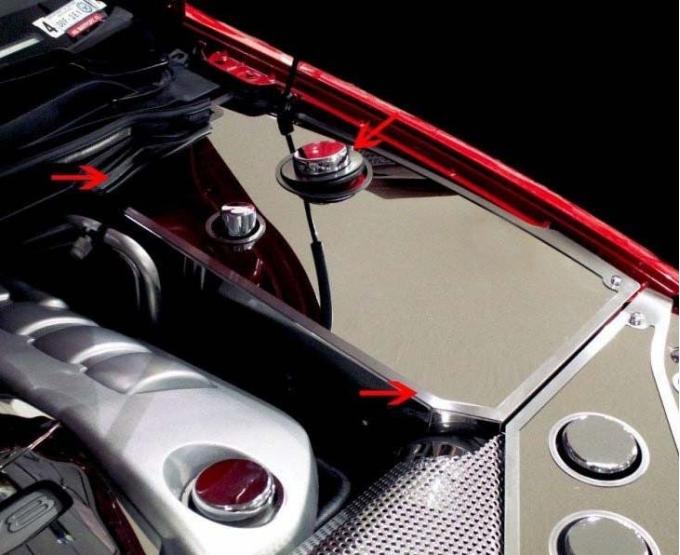 American Car Craft 2008-2009 Pontiac G8/GT - Inner Fender Covers with Aftermarket Cold Air Intake Set Up 3Pc, Polished Stainless 223010