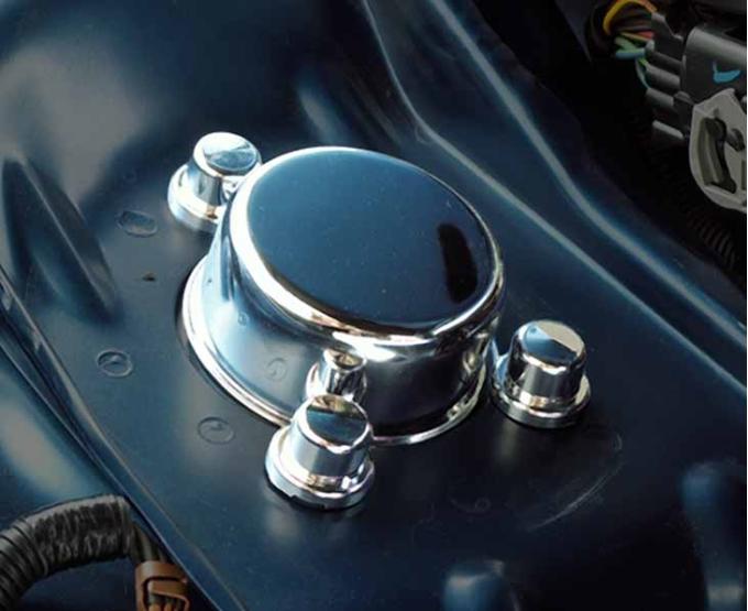 American Car Craft 2008-2023 Challenger - Shock Tower Cap Cover Set 8Pc, Triple-Plated Chrome 153014