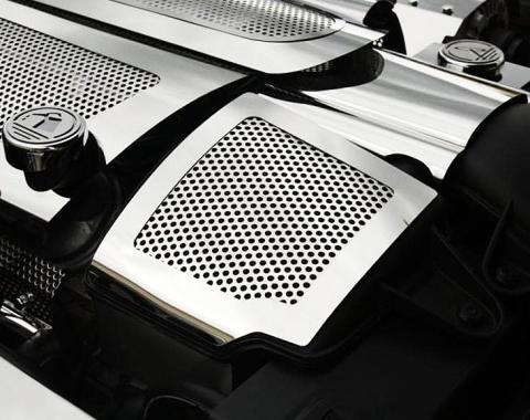 American Car Craft 2008-2013 C6/GS Corvette - Air Capacitor Cover Perforated 2Pc, Polished Stainless Steel 043057