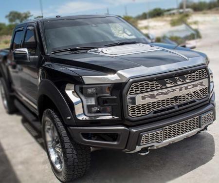 American Car Craft 2017-2018 Ford Raptor - Hood Accents 2Pc, Premium Stainless Steel (Brushed) 772076