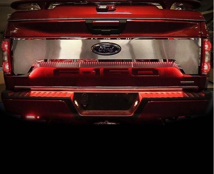 American Car Craft 2015-2019 Ford F-150 - Tailgate Upgrade Kit with Red LED Ilumination Option, Stainless Steel (2015-2017 LED) 772101