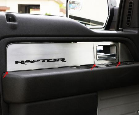 American Car Craft 2010-2014 Ford Raptor - Front Door Panel Inserts 6Pc, Brushed Stainless Steel 771029