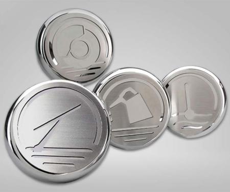 American Car Craft 2010-2014 Mustang - Fluid Cap Cover Kit 4Pc, Triple Plated Chrome & Brushed Stainless 273043