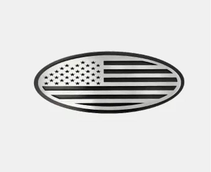 American Car Craft 2017-2022 Ford F250/F350 Tailgate Emblem Replacement- Black Brushed Stainless Steel with Brushed American Flag Top Plate 782104