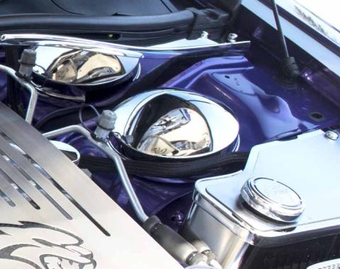 American Car Craft 2015-2023 Challenger Hellcat - Shock Tower Dome Cover Drivers Side Only, Triple Plated Chrome 153115