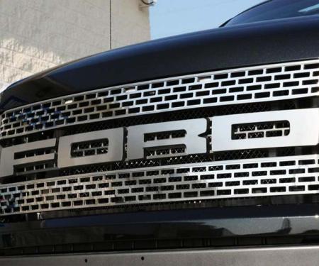 American Car Craft 2010-2014 Ford Raptor - Front Grille 'FORD' Letter Set 4Pc, Stainless Steel, 3 Finish Options (Polished) 772018