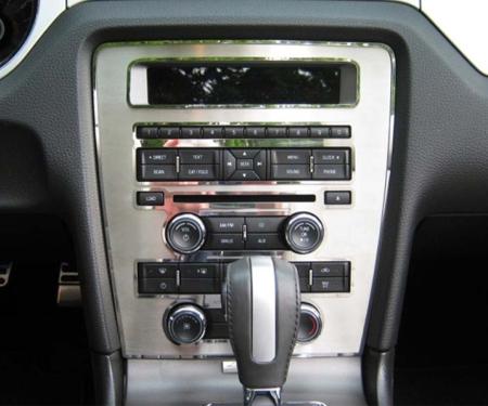 American Car Craft 2010-2014 Mustang - Center Dash Trim Plate, Brushed Stainless Steel with Polished Rings 271021