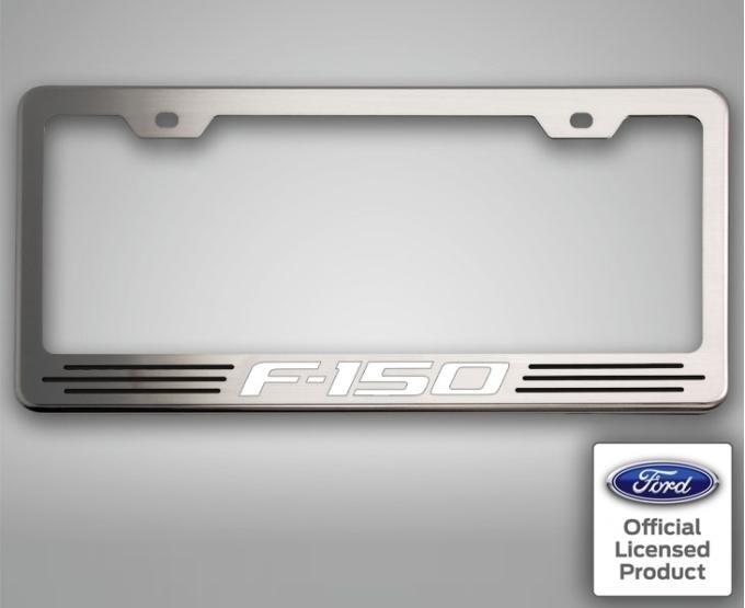 American Car Craft Ford F-150 Custom License Plate Frame with 'F-150' Lettering, Stainless Steel, Choose Vinyl or LED Color 772023