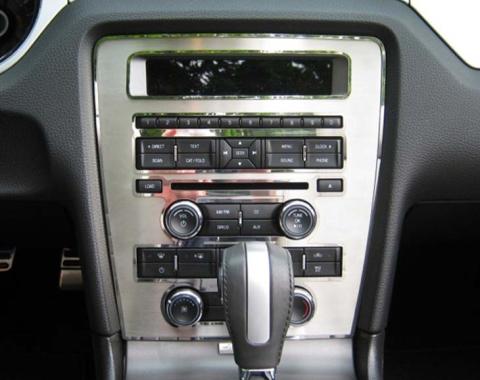 American Car Craft 2010-2014 Mustang - Center Dash Trim Plate, Brushed Stainless Steel with Polished Rings 271021