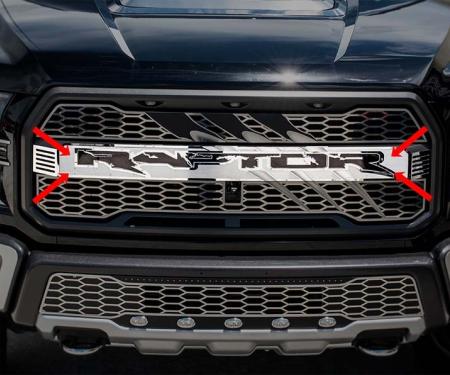 American Car Craft 2017-2018 Ford Raptor - Center Grille RAPTOR Logo with Claw Slash, Stainless Steel, Optional Lighting Kit (Plain (No LED Lighting)) 772073