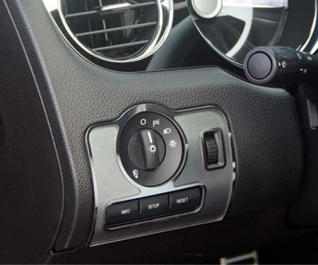 American Car Craft 2010-2014 Mustang - Dashboard Headlight Switch Trim Plate, Brushed Stainless Steel with Polished Rings 271020